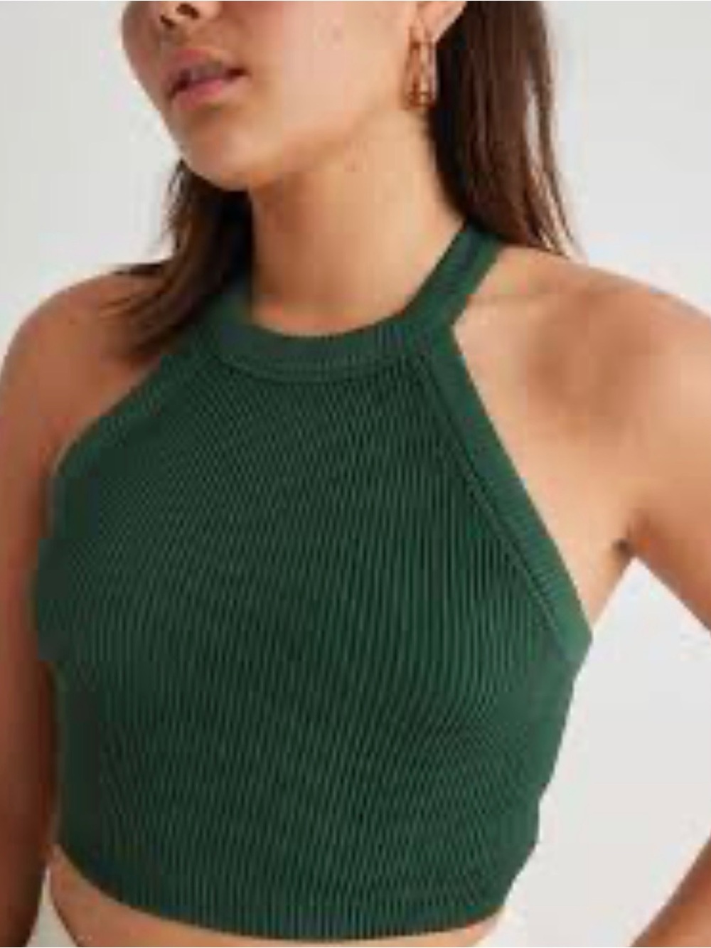 aerie Forest Green Ribbed Crewneck Tank
